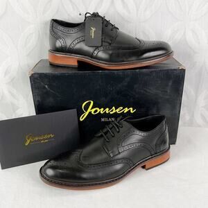 Jousen Milan Mens Wingtip Oxford Dress Shoes Black Brogue AMY625 Size 8 NEW‎